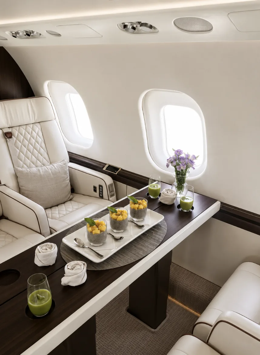 Private jet cabin interior